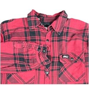 Dickies Flannel Red Black Tartan Plaid Snap Shacket Quilted Lined Men’s XL